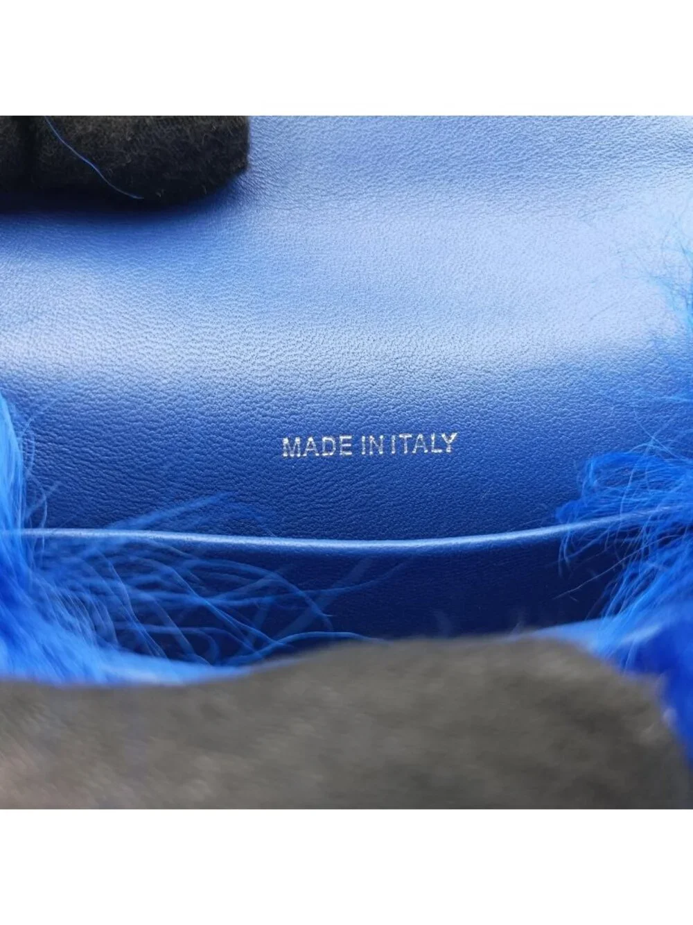 Chanel Shearling CC Hook Card Holder Blue Wool